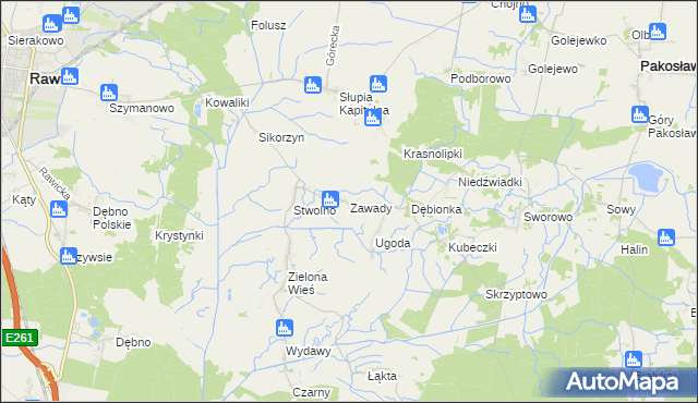 mapa Zawady gmina Rawicz, Zawady gmina Rawicz na mapie Targeo