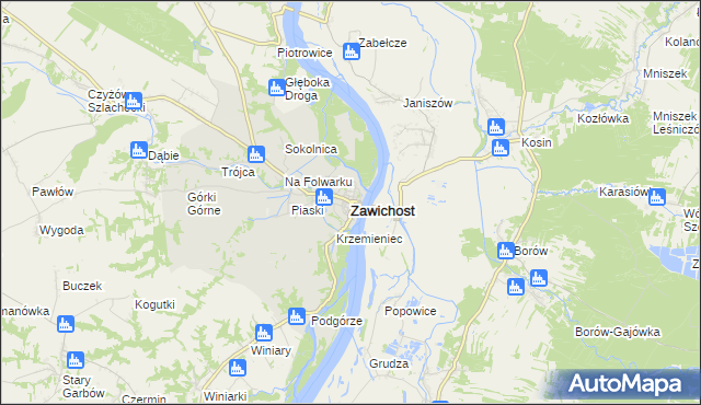 mapa Zawichost, Zawichost na mapie Targeo