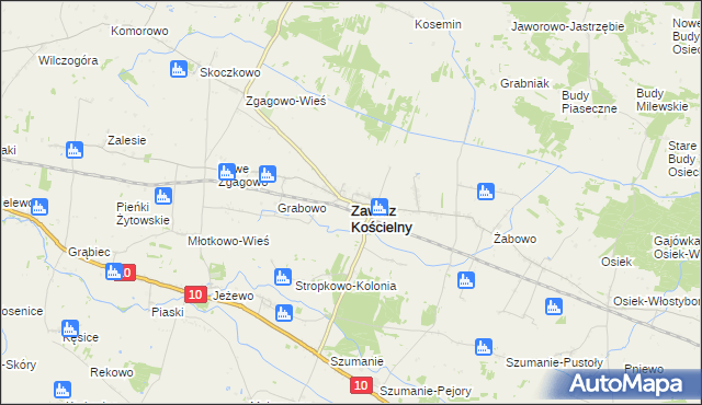 mapa Zawidz Kościelny, Zawidz Kościelny na mapie Targeo