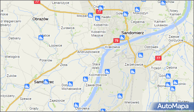 mapa Zawisełcze, Zawisełcze na mapie Targeo