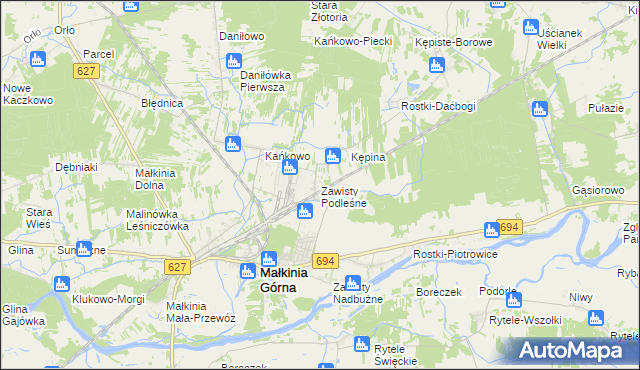 mapa Zawisty Podleśne, Zawisty Podleśne na mapie Targeo