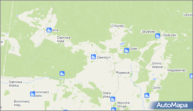 mapa Zawiszyn gmina Rojewo, Zawiszyn gmina Rojewo na mapie Targeo