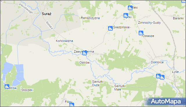 mapa Zawyki, Zawyki na mapie Targeo