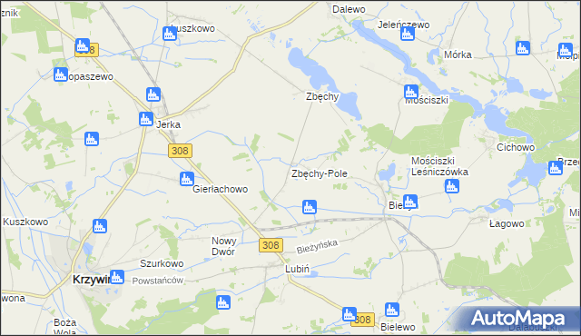 mapa Zbęchy-Pole, Zbęchy-Pole na mapie Targeo