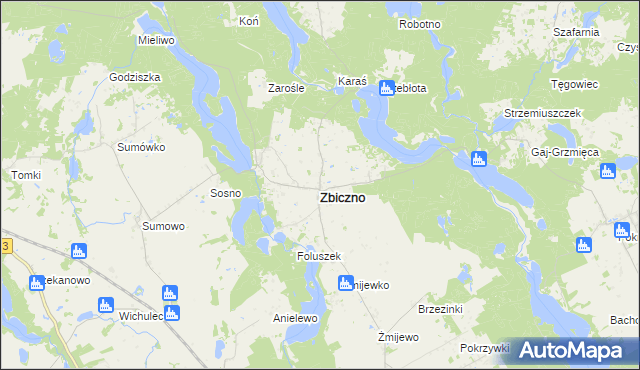 mapa Zbiczno, Zbiczno na mapie Targeo