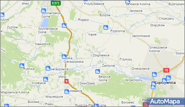 mapa Zbigniewice, Zbigniewice na mapie Targeo