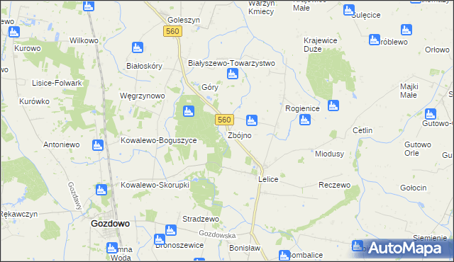 mapa Zbójno gmina Gozdowo, Zbójno gmina Gozdowo na mapie Targeo