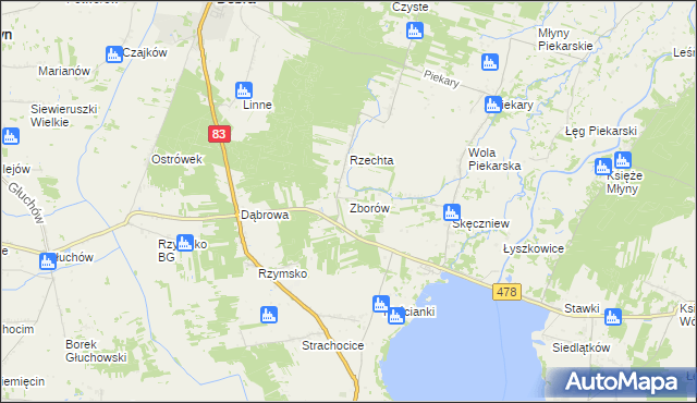 mapa Zborów gmina Dobra, Zborów gmina Dobra na mapie Targeo