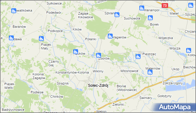 mapa Zborów gmina Solec-Zdrój, Zborów gmina Solec-Zdrój na mapie Targeo