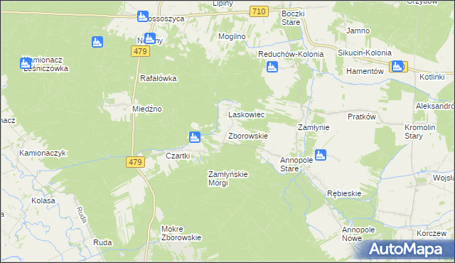 mapa Zborowskie gmina Zduńska Wola, Zborowskie gmina Zduńska Wola na mapie Targeo
