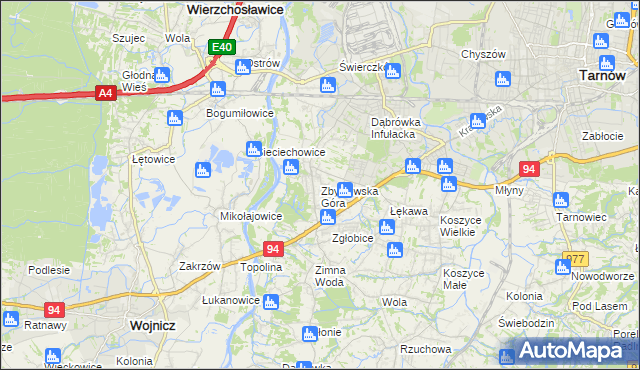 mapa Zbylitowska Góra, Zbylitowska Góra na mapie Targeo