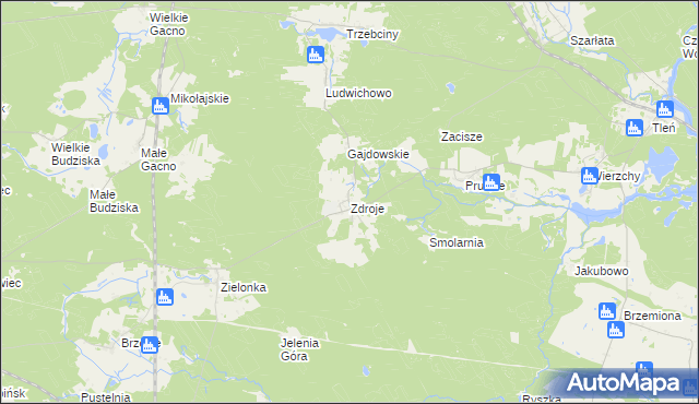 mapa Zdroje gmina Cekcyn, Zdroje gmina Cekcyn na mapie Targeo