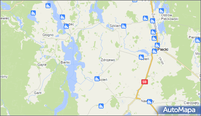 mapa Zdrojewo gmina Piecki, Zdrojewo gmina Piecki na mapie Targeo