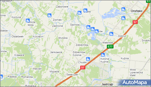 mapa Zdziechów gmina Szydłowiec, Zdziechów gmina Szydłowiec na mapie Targeo