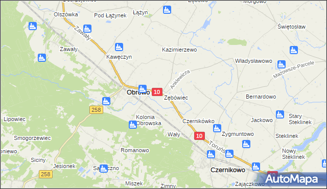 mapa Zębówiec, Zębówiec na mapie Targeo