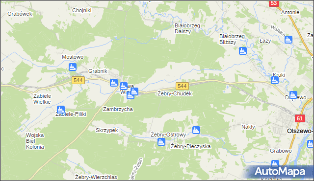 mapa Żebry-Chudek, Żebry-Chudek na mapie Targeo