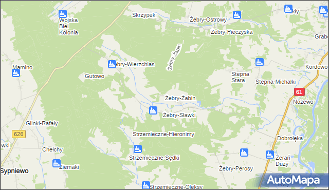 mapa Żebry-Żabin, Żebry-Żabin na mapie Targeo