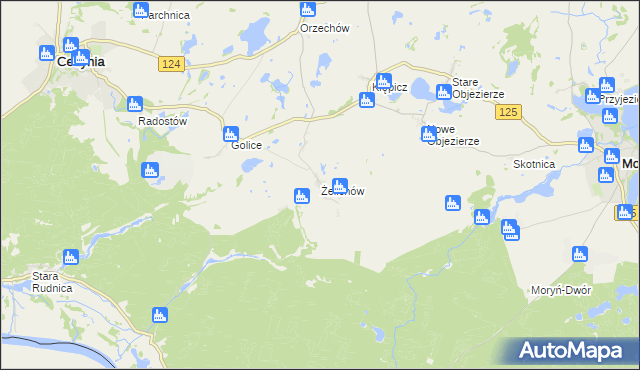 mapa Żelichów gmina Cedynia, Żelichów gmina Cedynia na mapie Targeo