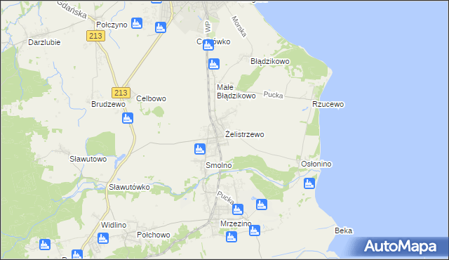 mapa Żelistrzewo, Żelistrzewo na mapie Targeo