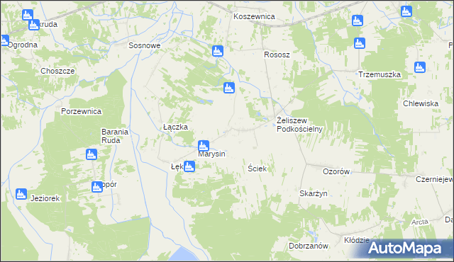 mapa Żeliszew Duży, Żeliszew Duży na mapie Targeo