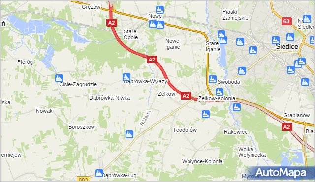 mapa Żelków, Żelków na mapie Targeo