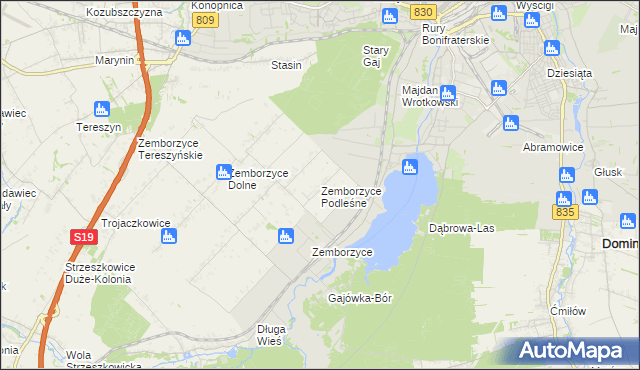 mapa Zemborzyce Podleśne, Zemborzyce Podleśne na mapie Targeo