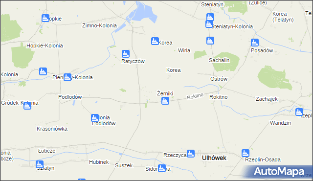 mapa Żerniki gmina Ulhówek, Żerniki gmina Ulhówek na mapie Targeo