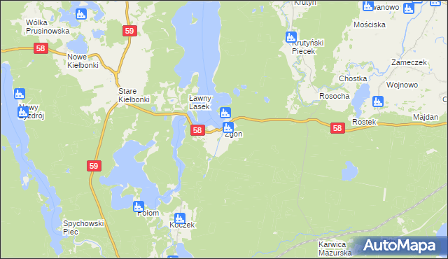 mapa Zgon, Zgon na mapie Targeo