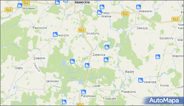 mapa Zielenica gmina Górowo Iławeckie, Zielenica gmina Górowo Iławeckie na mapie Targeo