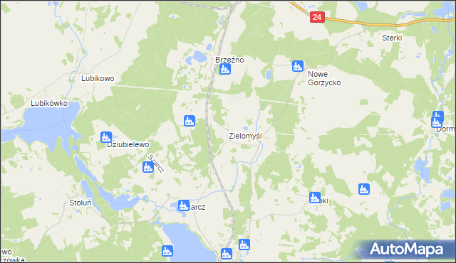 mapa Zielomyśl, Zielomyśl na mapie Targeo
