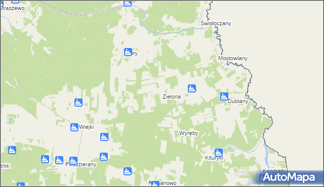 mapa Zielona gmina Gródek, Zielona gmina Gródek na mapie Targeo