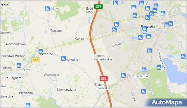 mapa Zielone Kamedulskie, Zielone Kamedulskie na mapie Targeo