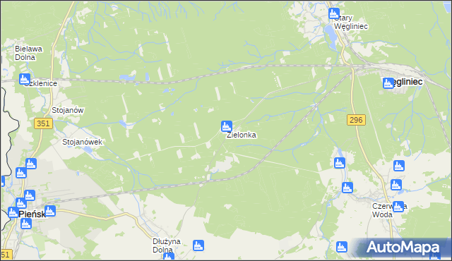 mapa Zielonka gmina Węgliniec, Zielonka gmina Węgliniec na mapie Targeo