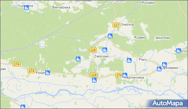 mapa Zielonowo gmina Wieleń, Zielonowo gmina Wieleń na mapie Targeo