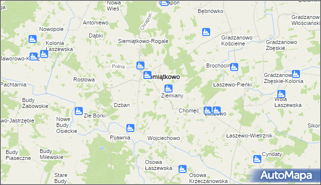 mapa Ziemiany gmina Siemiątkowo, Ziemiany gmina Siemiątkowo na mapie Targeo