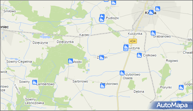 mapa Ziemlin, Ziemlin na mapie Targeo