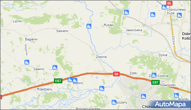 mapa Złotoria gmina Choroszcz, Złotoria gmina Choroszcz na mapie Targeo