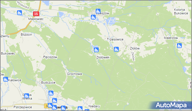 mapa Złotówek, Złotówek na mapie Targeo