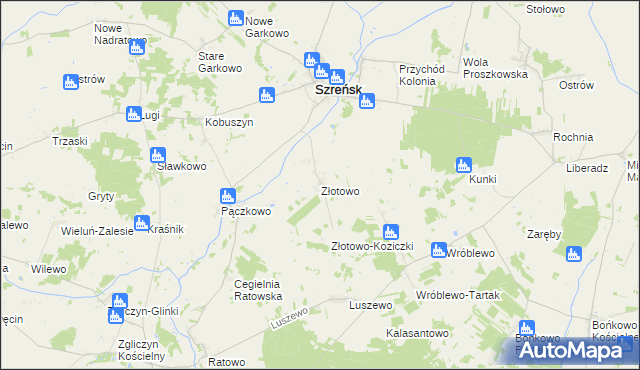 mapa Złotowo gmina Szreńsk, Złotowo gmina Szreńsk na mapie Targeo