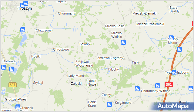 mapa Żmijewo-Zagroby, Żmijewo-Zagroby na mapie Targeo