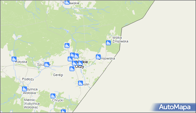 mapa Żmijowiska gmina Wielkie Oczy, Żmijowiska gmina Wielkie Oczy na mapie Targeo