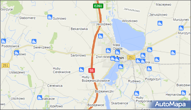 mapa Żnin-Wieś, Żnin-Wieś na mapie Targeo