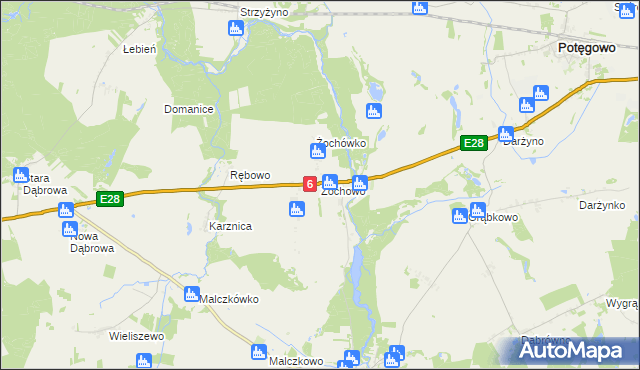 mapa Żochowo gmina Potęgowo, Żochowo gmina Potęgowo na mapie Targeo
