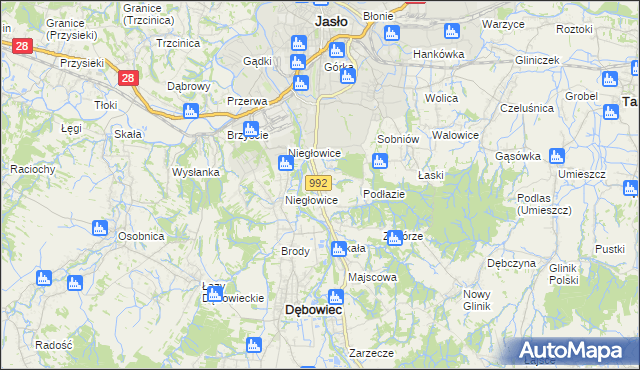 mapa Żółków gmina Jasło, Żółków gmina Jasło na mapie Targeo