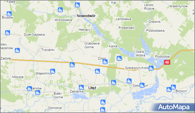 mapa Zosin gmina Ułęż, Zosin gmina Ułęż na mapie Targeo