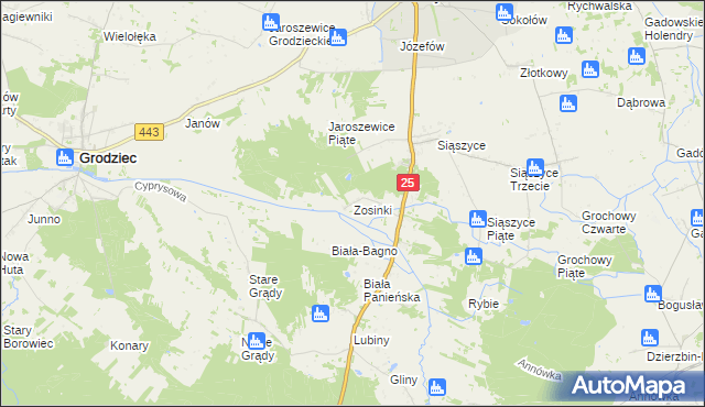 mapa Zosinki, Zosinki na mapie Targeo