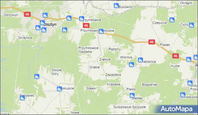 mapa Zrębice, Zrębice na mapie Targeo