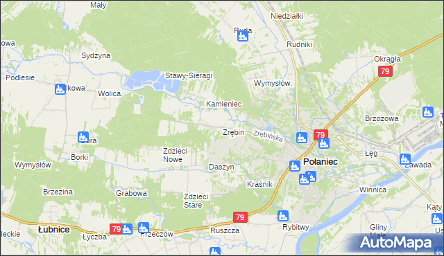 mapa Zrębin, Zrębin na mapie Targeo