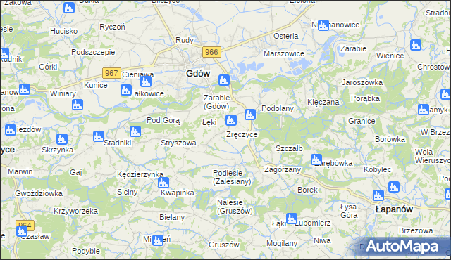 mapa Zręczyce, Zręczyce na mapie Targeo