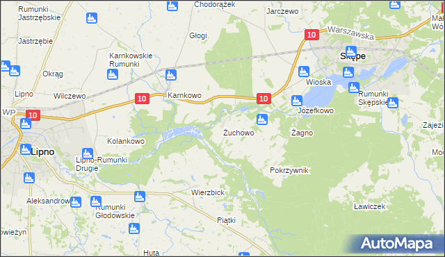 mapa Żuchowo, Żuchowo na mapie Targeo